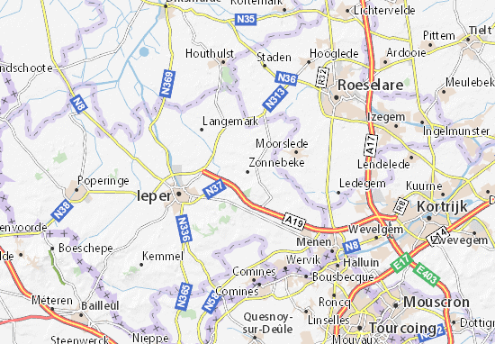 Karte Stadtplan Zonnebeke