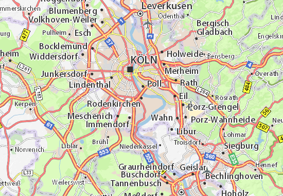 Karte, Stadtplan Rodenkirchen - ViaMichelin