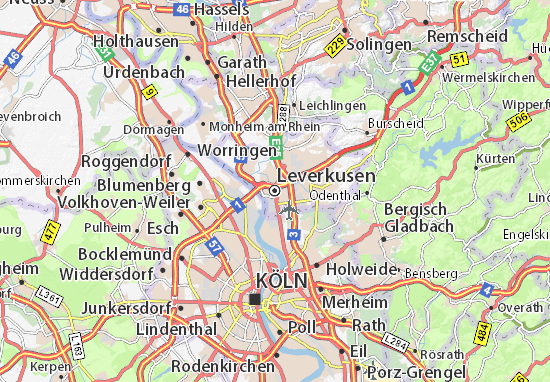 leverkusen karta Karte, Stadtplan Leverkusen   ViaMichelin leverkusen karta
