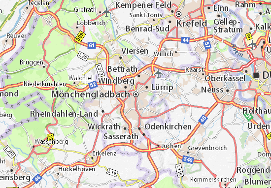 Sport Belang Kleren Kaart MICHELIN Mönchengladbach - plattegrond Mönchengladbach - ViaMichelin