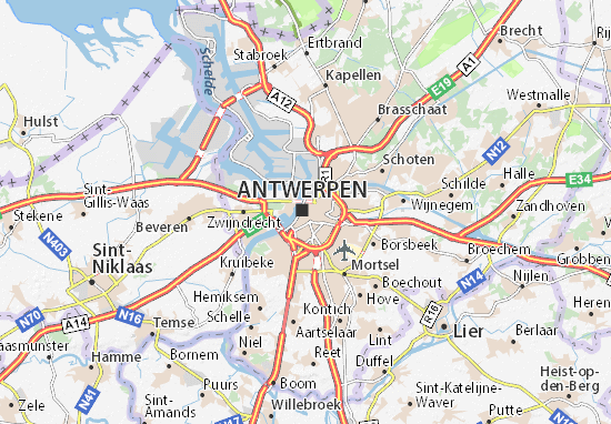 kaart antwerpen en omgeving Kaart van Antwerpen  plattegrond van Antwerpen  ViaMichelin