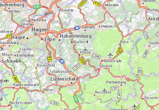 MICHELIN-Landkarte Altena - Stadtplan Altena - ViaMichelin