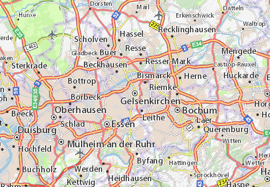 gelsenkirchen landkarte Karte Stadtplan Gelsenkirchen Viamichelin gelsenkirchen landkarte