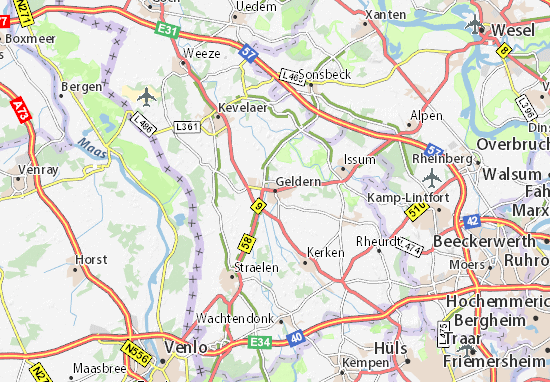 MICHELIN-Landkarte Geldern - Stadtplan Geldern - ViaMichelin