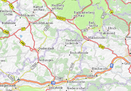 Kaart Plattegrond Weißenborn-Lüderode