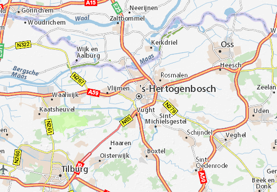 Kaart 's-Hertogenbosch - plattegrond -