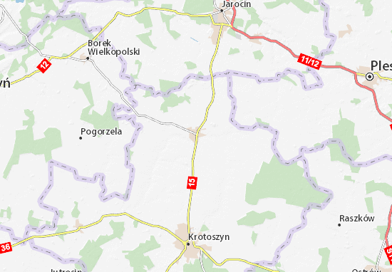 Kaart Plattegrond Koźmin Wielkopolski