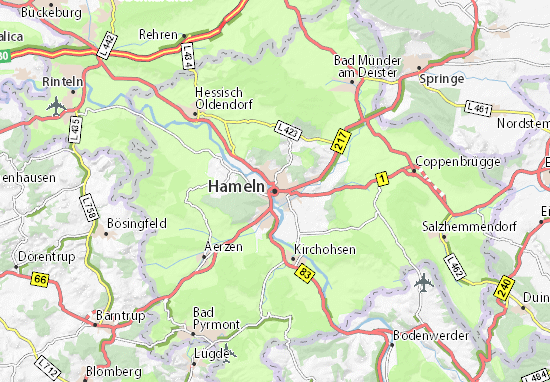 Karte, Stadtplan Hameln - ViaMichelin