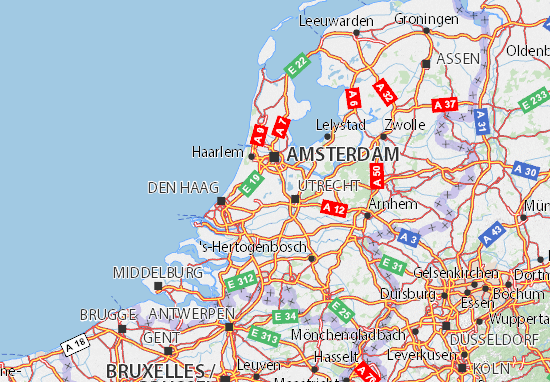 kaart van nederland Kaart van Nederland  plattegrond van Nederland  ViaMichelin
