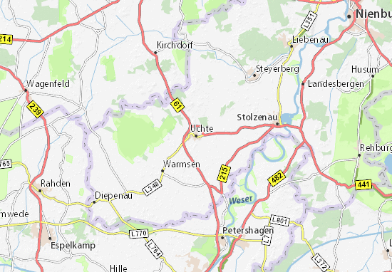 MICHELIN-Landkarte Uchte - Stadtplan Uchte - ViaMichelin