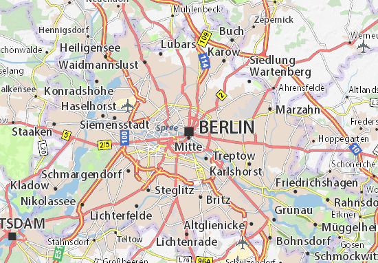 eine karte von berlin Karte Stadtplan Berlin Viamichelin eine karte von berlin