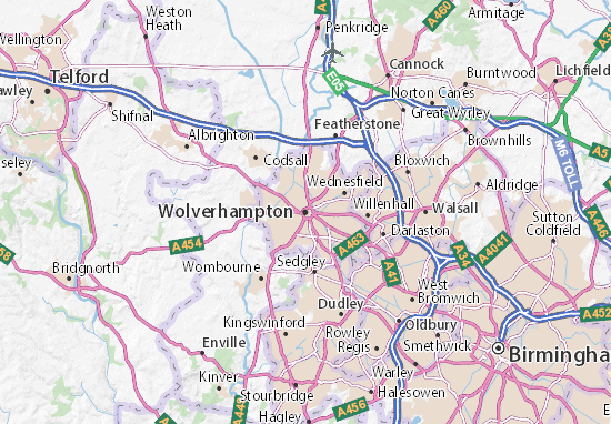 Kaart Plattegrond Wolverhampton