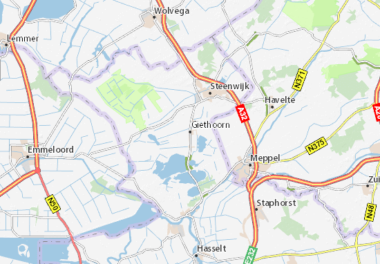 MICHELIN-Landkarte Giethoorn - Stadtplan Giethoorn - ViaMichelin