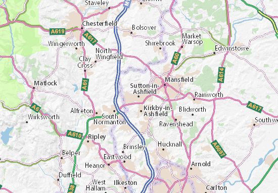 Karte Stadtplan Sutton-in-Ashfield