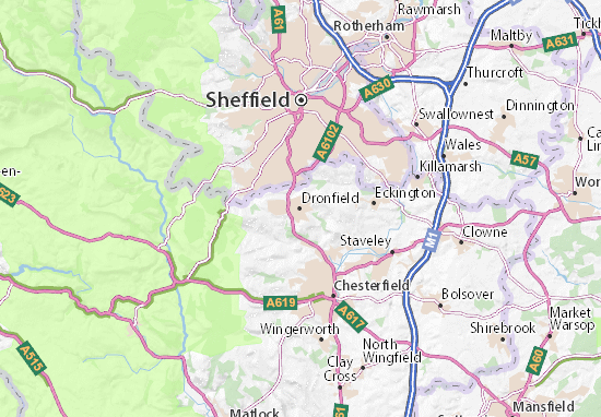 Karte Stadtplan Dronfield