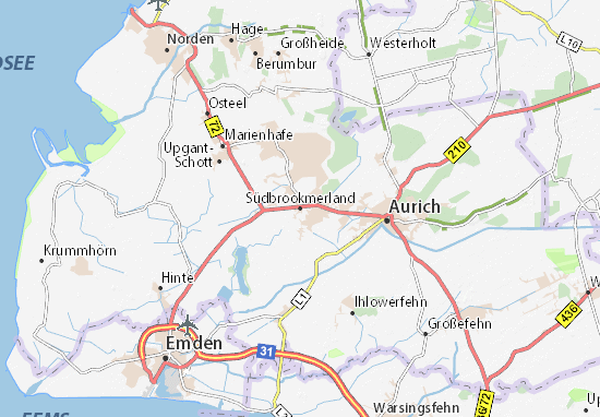 Karte Stadtplan Südbrookmerland