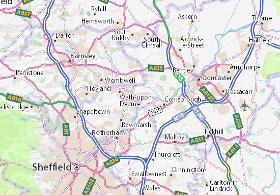 Karte Stadtplan Mexborough