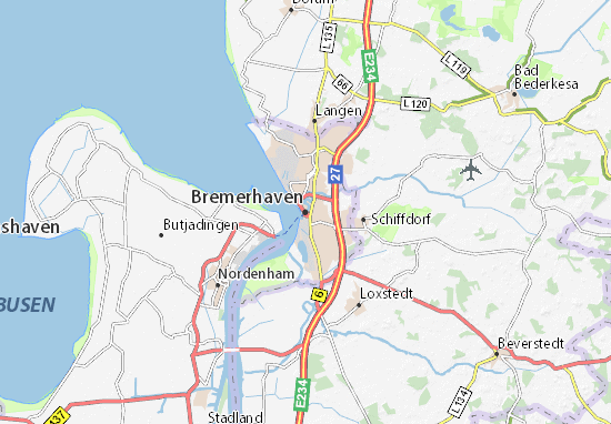 Map of Bremerhaven - Michelin Bremerhaven map - ViaMichelin