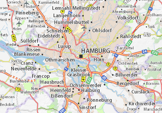 umgebung hamburg karte Karte Stadtplan Hamburg Viamichelin umgebung hamburg karte