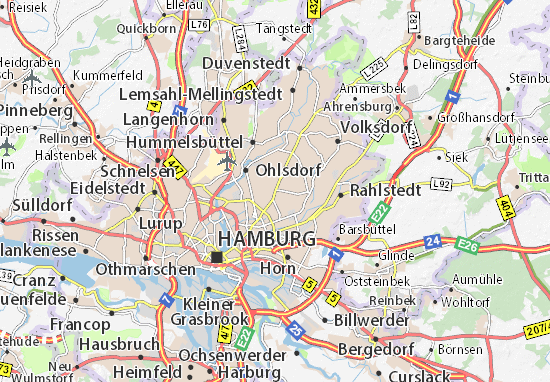 Karte, Stadtplan Bramfeld - ViaMichelin