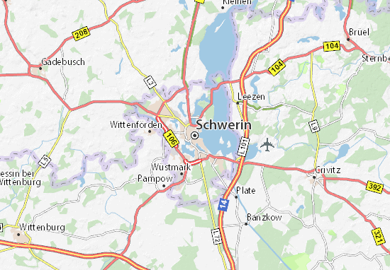 Mappa MICHELIN Schwerin - Pinatina di Schwerin ViaMichelin