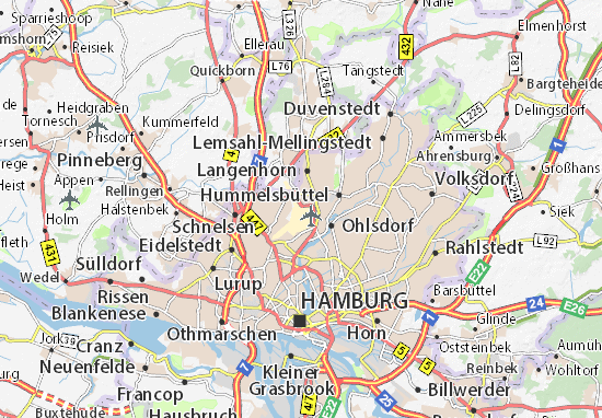 Carte MICHELIN Hamburg-Fuhlsbüttel Flughafen - plan Hamburg-Fuhlsbüttel ...