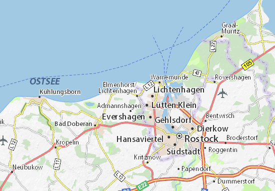 Karte Stadtplan Elmenhorst/Lichtenhagen