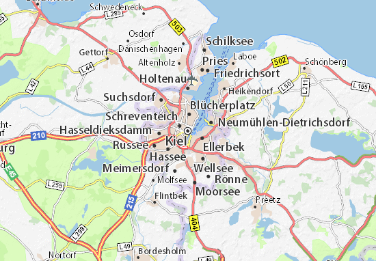 landkarte von kiel Karte Stadtplan Kiel Viamichelin landkarte von kiel