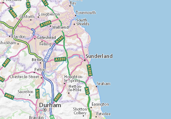 Kaart Plattegrond Sunderland