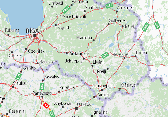 Kaart Plattegrond Jēkabpils