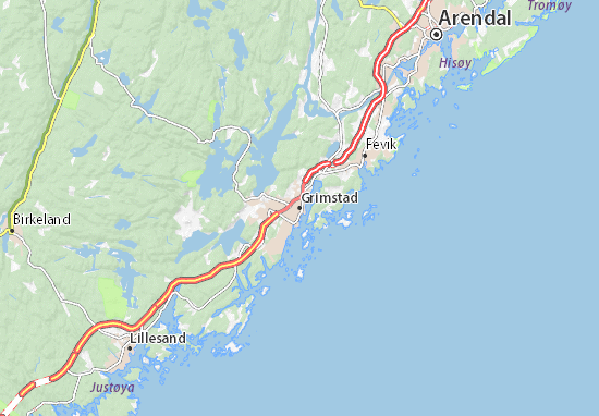 Karte Stadtplan Grimstad