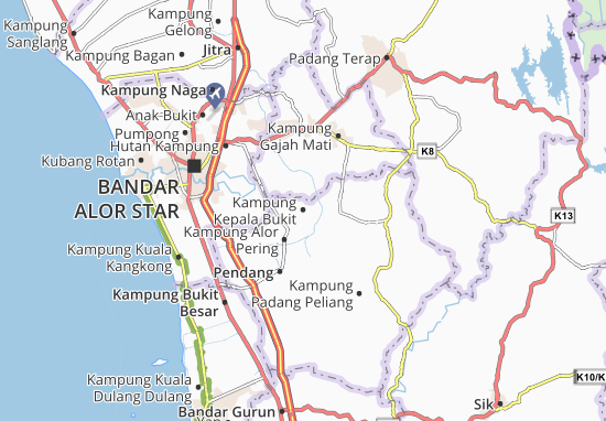 Karte Stadtplan Kampung Kepala Bukit