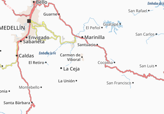 Karte Stadtplan Carmen de Viboral