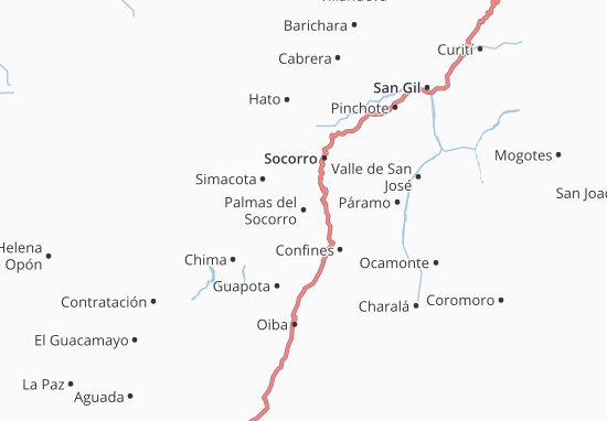 Karte Stadtplan Palmas del Socorro