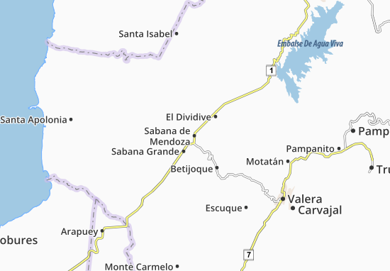 Kaart Plattegrond Sabana de Mendoza