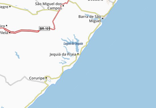 Karte Stadtplan Jequiá da Praia