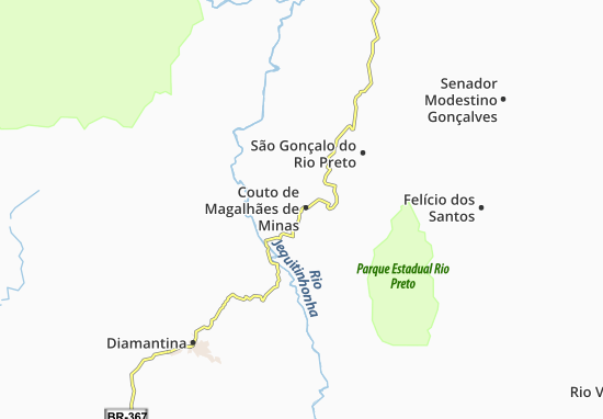Karte Stadtplan Couto de Magalhães de Minas