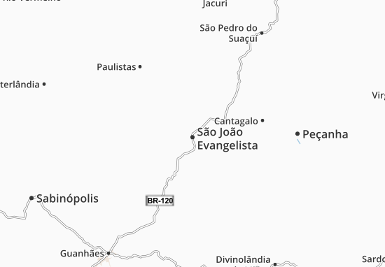 Karte Stadtplan São João Evangelista