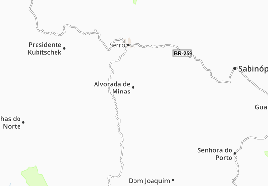 Kaart Plattegrond Alvorada de Minas