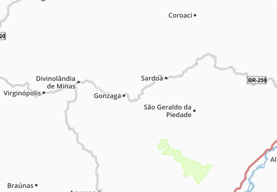 Kaart Plattegrond Santa Efigênia de Minas