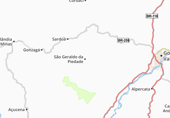 Kaart Plattegrond São Geraldo da Piedade