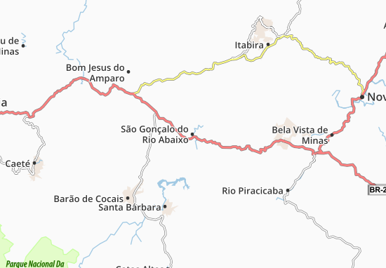 Karte Stadtplan São Gonçalo do Rio Abaixo