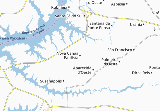 Kaart Plattegrond Nova Canaã Paulista