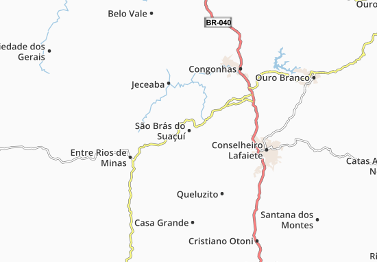 Karte Stadtplan São Brás do Suaçuí