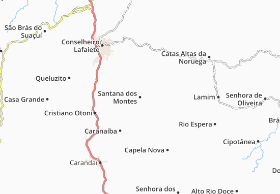 Kaart Plattegrond Santana dos Montes