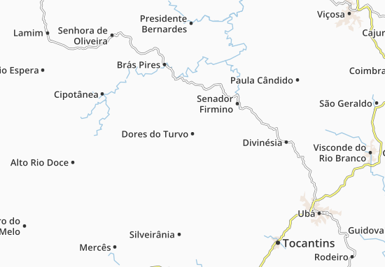 Dores do Turvo Map