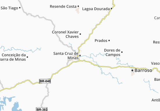 Karte Stadtplan Santa Cruz de Minas