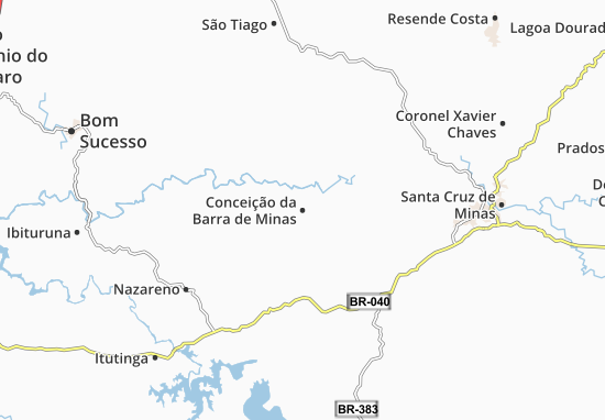 Karte Stadtplan Conceição da Barra de Minas