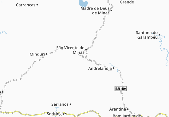 Karte Stadtplan São Vicente de Minas
