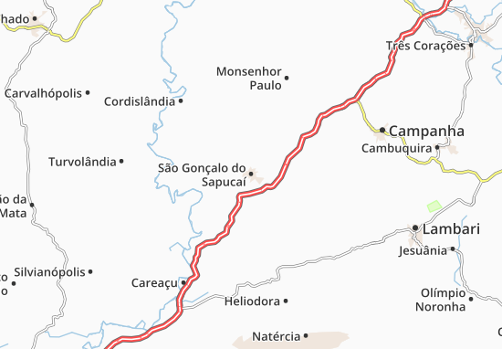 Kaart Plattegrond São Gonçalo do Sapucaí